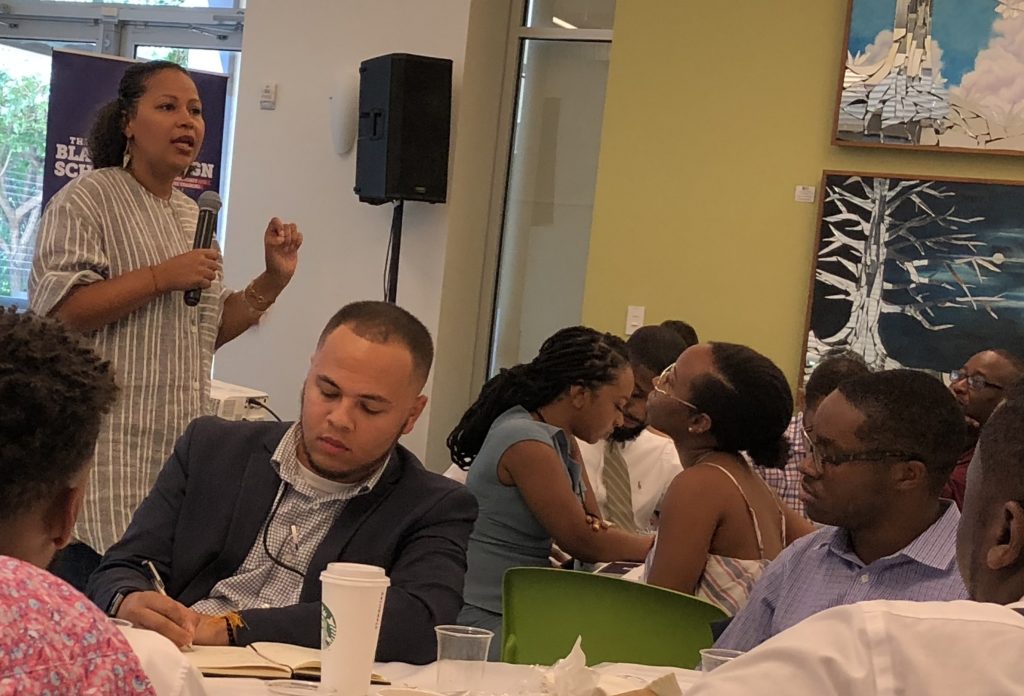 Jessica Byrd, the founder of Three Point Strategies, leads a session on stump speeches at the second annual Black Campaign School in Atlanta, Ga. Jessica Byrd, the founder of Three Point Strategies, leads a session on stump speeches at the second annual Black Campaign School in Atlanta, Ga.