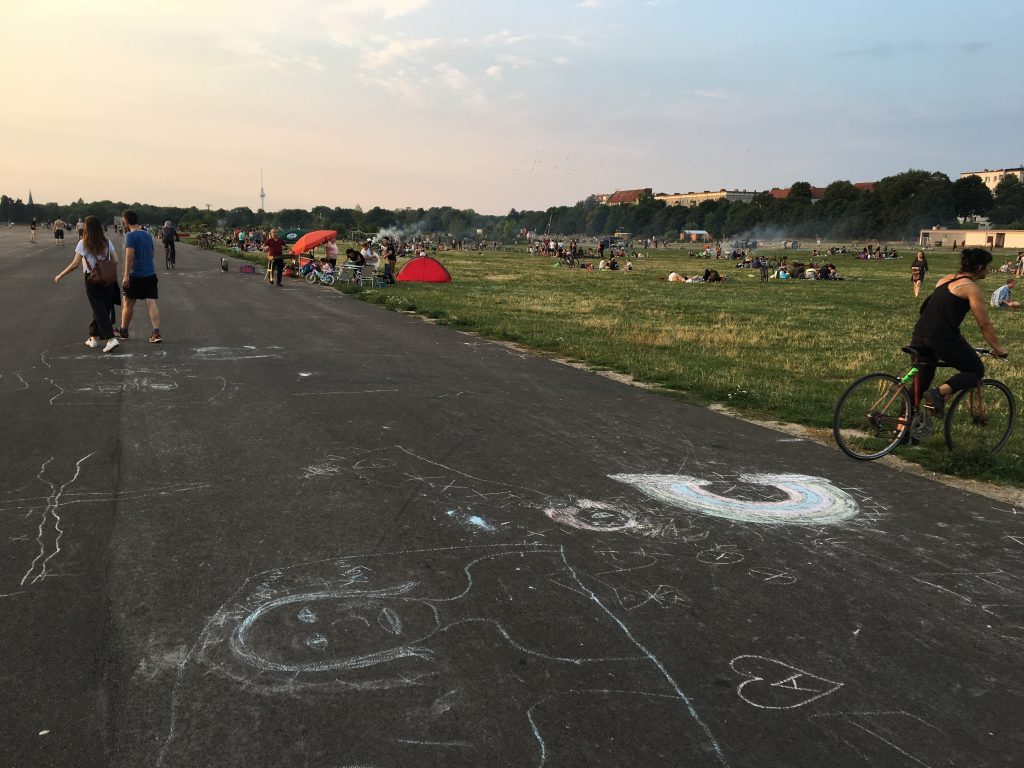 Thousands of Berliners come to Tempelhof on warm summer evenings, but there’s always room for more. Thousands of Berliners come to Tempelhof on warm summer evenings, but there's always room for more. (Martin Kaste/NPR)