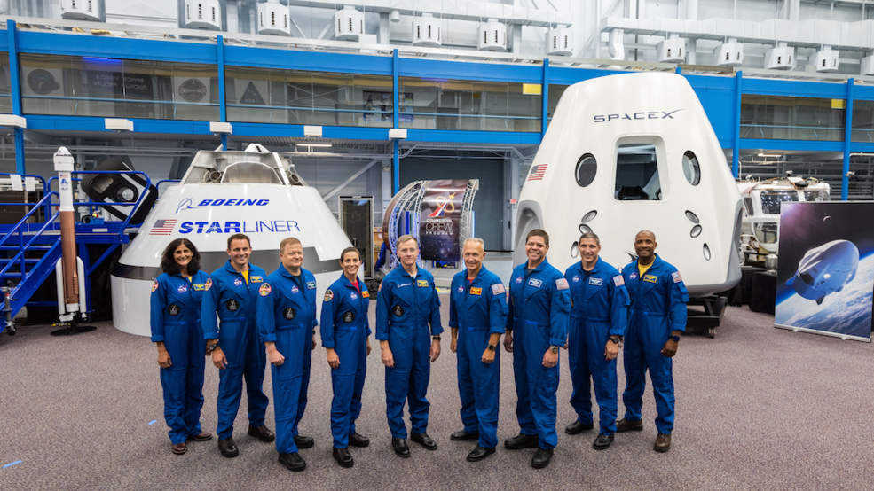 NASA has named nine astronauts to crew the first test flights and missions of Boeing’s CST-100 Starliner and SpaceX’s Crew Dragon capsule. From left to right: Sunita Williams, Josh Cassada, Eric Boe, Nicole Mann, Christopher Ferguson, Douglas Hurley, Robert Behnken, Michael Hopkins and Victor Glover. NASA has named nine astronauts to crew the first test flights and missions of Boeing's CST-100 Starliner and SpaceX's Crew Dragon capsule. (From left) Sunita Williams, Josh Cassada, Eric Boe, Nicole Mann, Christopher Ferguson, Douglas Hurley, Robert Behnken, Michael Hopkins and Victor Glover. (NASA)