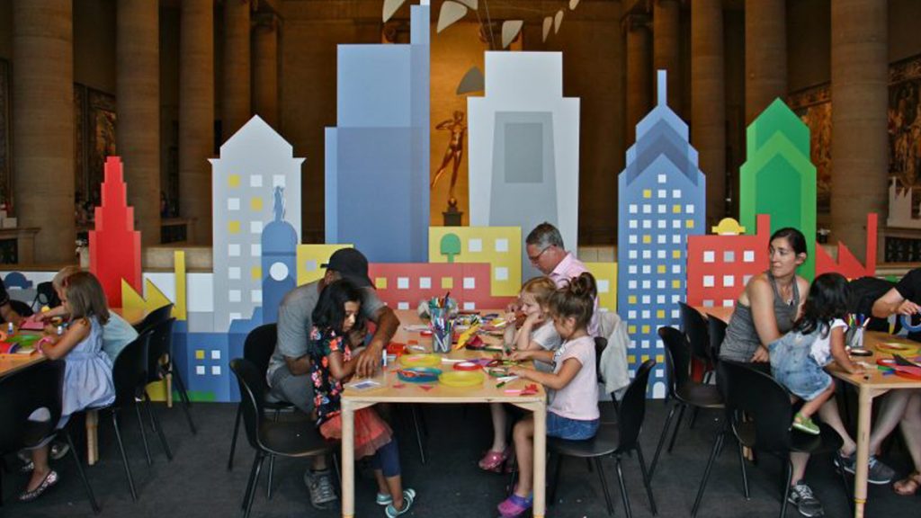 pp16x9 Families gather in the Great Stair Hall at the Philadelphia Museum of Art for ArtSplash.