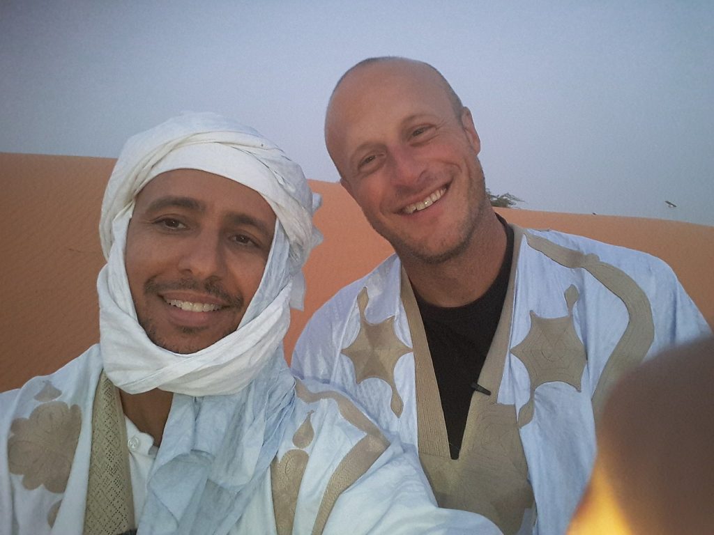 Former Guantanamo guard Steve Wood, right, flew to Mauritania this spring to visit Mohamedou Ould Slahi — the detainee he once spent his days guarding. Slahi was released from Guantanamo in 2016. Former Guantanamo guard Steve Wood, right, flew to Mauritania this spring to visit Mohamedou Ould Slahi — the detainee he once spent his days guarding. Slahi was released from Guantanamo in 2016.
(Courtesy of Mohamedou Slahi)