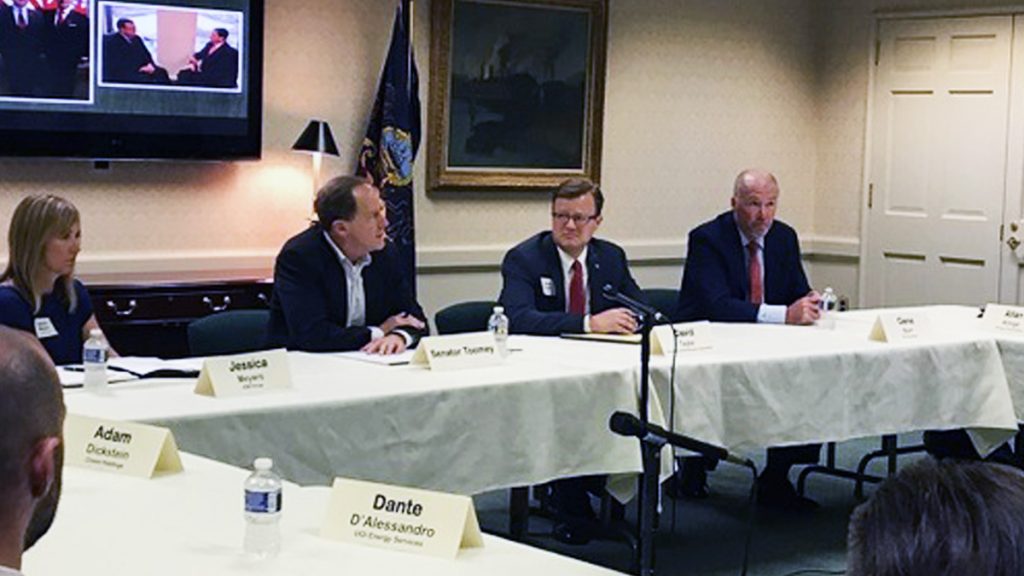 toomey16x9 Toomey made an appearance at the Pennsylvania Manufacturer's Association to talk trade with PA business owners. (Katie Meyer/WITF)