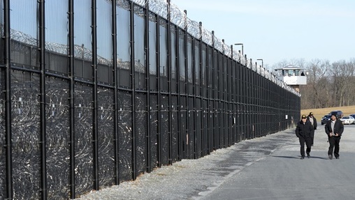 Corrections officers arrive for a shift at the State Correctional Institution at Camp Hill, Pennsylvania, Friday, Jan. 13, 2017, in Camp Hill, Pa. (Marc Levy/AP Photo)