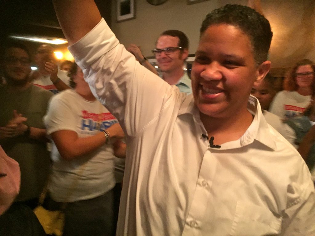2018 09 06-z read-wilmington-us senator primary Kerri Evelyn Harris is cheered by supporters in Wilmington after U.S. Sen. Tom Carper defeated her Thursday in Delaware's Democratic primary.