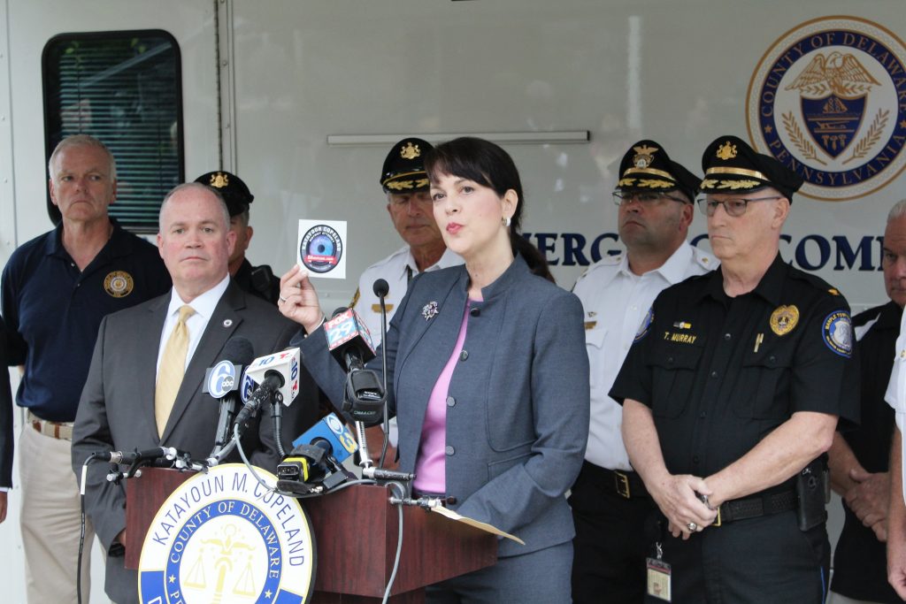 2018 09 10-provided-delaware county district attorney-video camera partnership Delaware County, District Attorney Katayoun M. Copeland announces a countywide community law-enforcement camera partnership program for homeowners and businesses to register their camera systems and help investigators obtain video footage and evidence.
