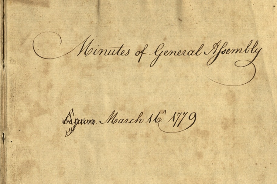 2018 09 10-provided-minutes of the general assembly 1779 pennsylvania historical and museum commission An original 1779 minute book of Pennsylvania’s unicameral Revolutionary General Assembly has returned to Pennsylvania for safekeeping in the Pennsylvania State Archives. (Pennsylvania Historical and Museum Commission)