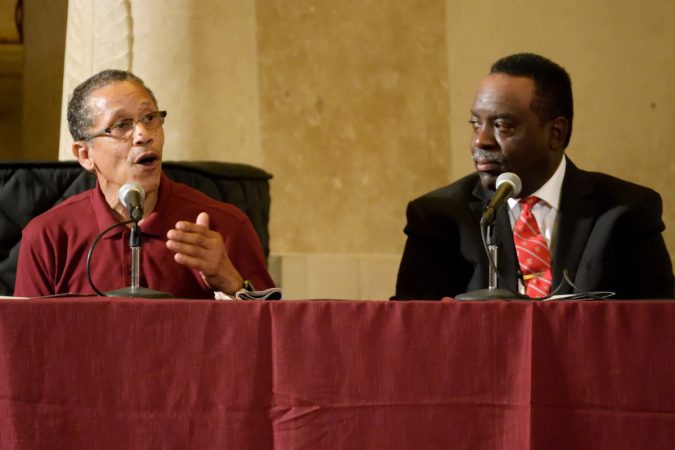 William Dade, student 1968-1971, and Rev. Owen Gowans, class of 1979 were two of the first four boys enrolled after the desegregation of Girard College on September 11, 1968. (Bastiaan Slabbers for WHYY)
