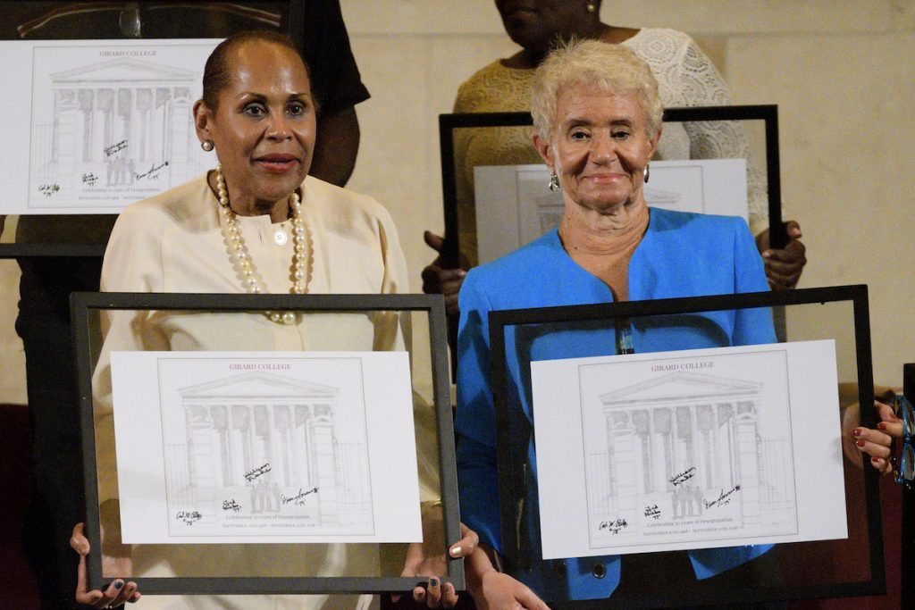 50 years of Desegragation at Girard College Freedom Fighters, activists, and pioneers are honored for their involvement in the civil rights demonstrations of the 1960s at Girard College, during an event commemorating the 50th anniversary of the desegregation of the once all white, male school. (Bastiaan Slabbers for WHYY)