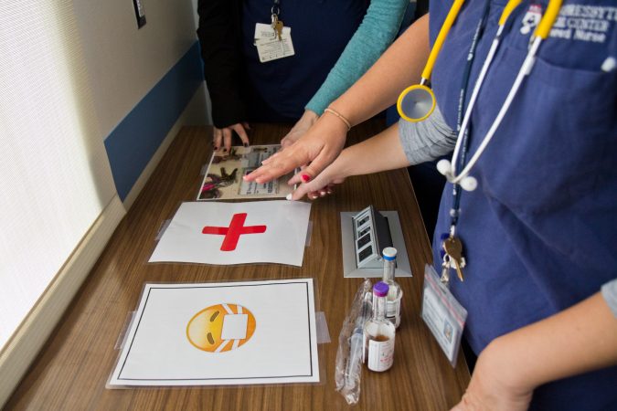 Nurses sound out a clue during the 