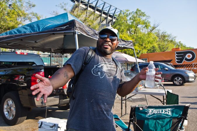 Bruce Bell, and Eagles fan from Bristol, Pa., said that he predicts the Eagles will win at least the division. (Kimberly Paynter/WHYY)