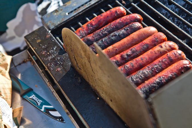Eagles fan tailgate the first game of the season. (Kimberly Paynter/WHYY)