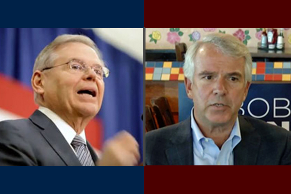U.S. Sen. Bob Menendez (left) and Republican senatorial hopeful Bob Hugin. (NJ Spotlight)