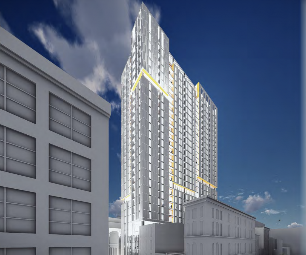 709-713-chestnut-street-rendering-2.original A rendering of the Erdy McHenry Architecture-designed tower proposed by Parkway Corp. for 709 Chestnut St. (Courtesy of Parkway Corp./Erdy McHenry Architecture)
