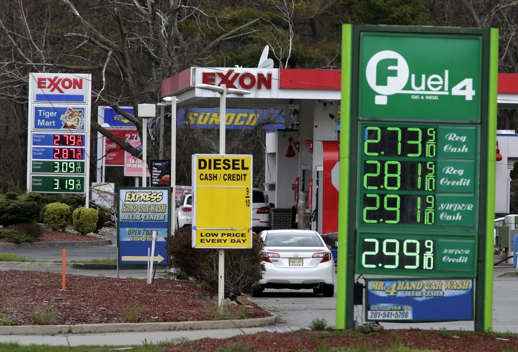 Gas Prices Gas stations display the price of gasoline in Englewood, N.J. (Seth Wenig/AP Photo)