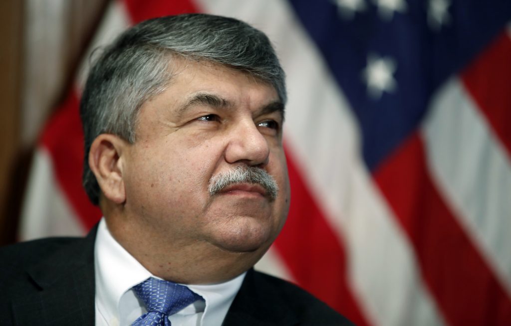 Richard Trumka In this April 4, 2017 file photo, AFL-CIO president Richard Trumka listens at the National Press Club in Washington. Trump tweeted Monday that AFL-CIO President Richard Trumka “represented his union poorly on television this weekend.” He added: “it is easy to see why unions are doing so poorly. A Dem!” Trumka appeared on “Fox News Sunday,” where he said efforts to overhaul the North American Free Trade Agreement should include Canada. He also said of Trump: “the things that he's done to hurt workers outpace what he's done to help workers.” (AP Photo/Alex Brandon)