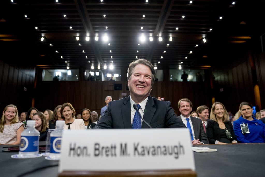 Supreme Court nominee Brett Kavanaugh, a federal appeals court judge, appears before the Senate Judiciary Committee on Capitol Hill in Washington, Tuesday, Sept. 4, 2018, to begin his confirmation to replace retired Justice Anthony Kennedy. (AP Photo/Andrew Harnik)