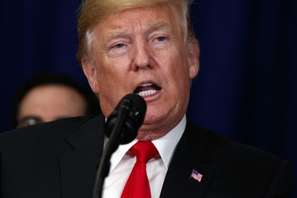 Donald Trump President Donald Trump speaks during a signing ceremony for the United States-Korea Free Trade Agreement at the Lotte New York Palace hotel during the United Nations General Assembly, Monday, Sept. 24, 2018, in New York. (AP Photo/Evan Vucci)