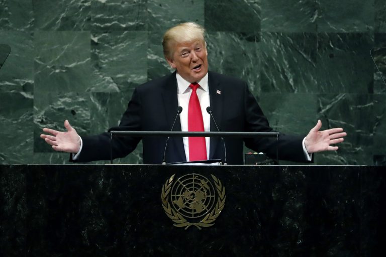 President Donald Trump addresses the 73rd session of the United Nations General Assembly, at U.N. headquarters, Tuesday, Sept. 25, 2018. (Richard Drew/AP Photo, File)