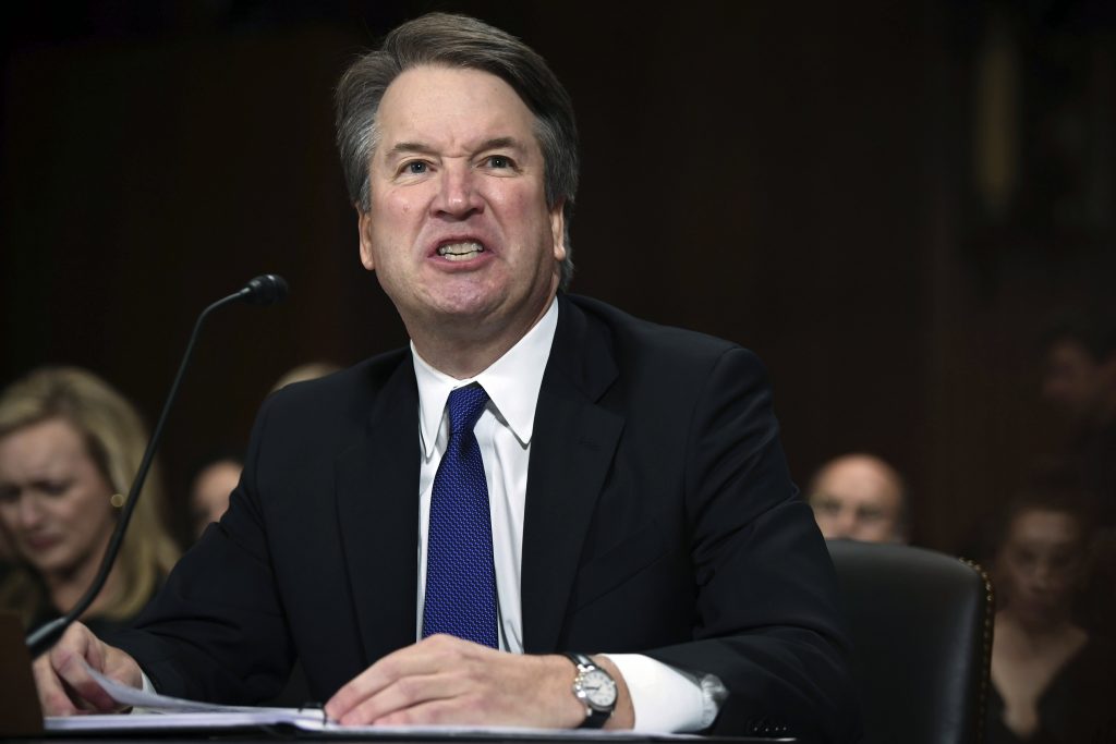 APTOPIX Supreme Court Kavanaugh Supreme Court nominee Judge Brett Kavanaugh gives his opening statement before the Senate Judiciary Committee, Thursday, Sept. 27, 2018 on Capitol Hill in Washington. (Saul Loeb/Pool Image via AP)