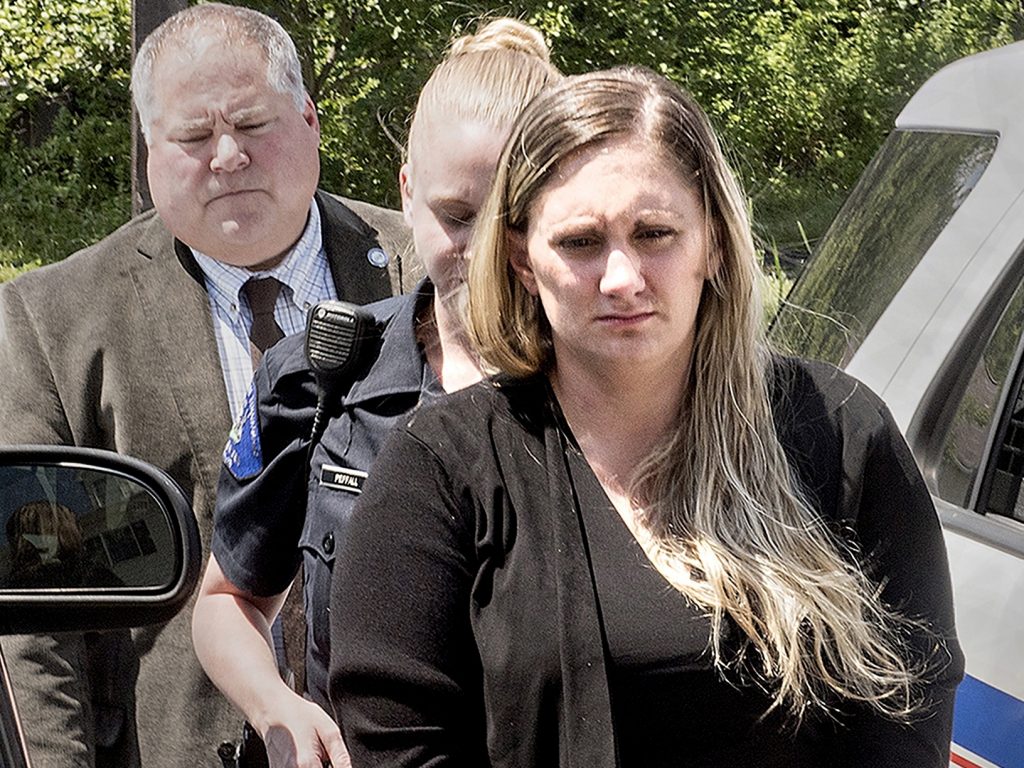 Breastmilk Homicide Samantha Jones, 30, of Chalfont, is led into Magisterial Judge Jean Seaman's District Court in Warwick Township on Friday July 13, 2018, for her arraignment on homicide charges of killing her 11-month-old son through her drug-laced breast milk.