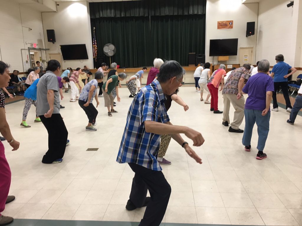 IMG_0860 Members at the Selfhelp Benjamin Rosenthal Senior Center in Queens, New York, perform tai chi on a Friday morning (Jad Sleiman)