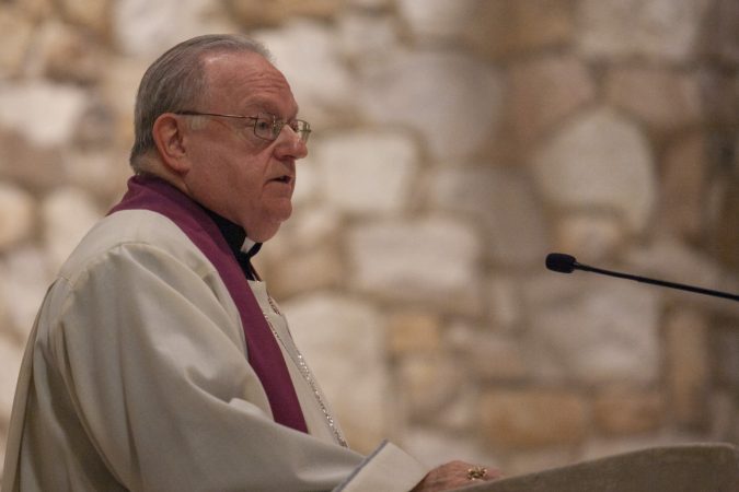 Bishop Dennis Sullivan of Camden hosts an evening of prayer for the victims of abuse on September 28, 2018 in Blackwood, New Jersey. (Miguel Martinez  for WHYY)