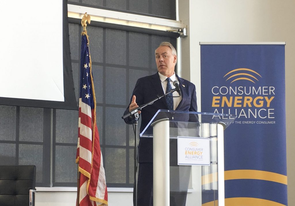 Zinke-in-PGH-1920×1338 Interior Secretary Ryan Zinke speaks Friday at a conference hosted by the Consumer Energy Alliance in Pittsburgh. (Amy Sisk/StateImpact Pennsylvania)