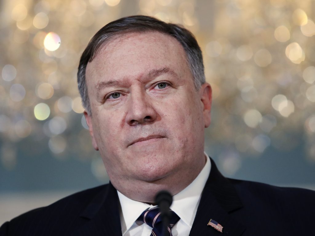 Secretary of State Mike Pompeo speaks about the new limit on refugees to the media Monday at the State Department in Washington. Secretary of State Mike Pompeo speaks about the new limit on refugees to the media Monday at the State Department in Washington. (Jacquelyn Martin/AP)