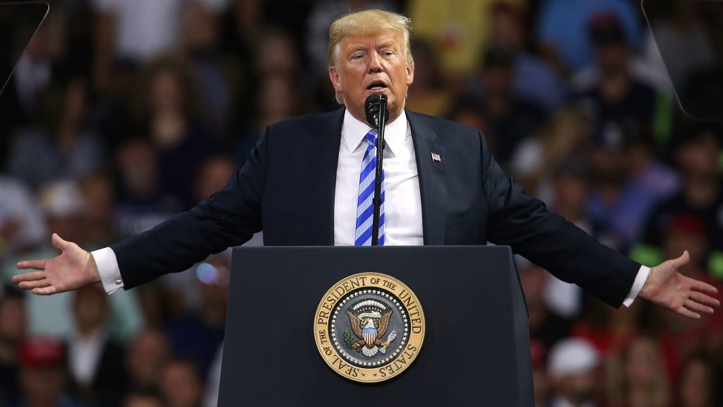 President Donald Trump speaks at a campaign rally in West Virginia earlier this month. President Donald Trump speaks at a campaign rally in West Virginia earlier this month. (Spencer Platt/Getty Images)