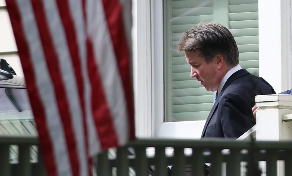 Supreme Court nominee Judge Brett Kavanaugh leaves his home on Wednesday in Chevy Chase, Md. Supreme Court nominee Judge Brett Kavanaugh leaves his home on Wednesday in Chevy Chase, Md. (Mark Wilson/Getty Images)