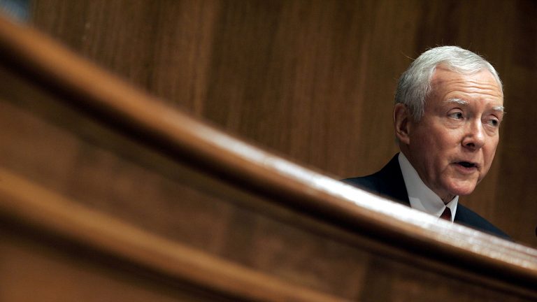 Sen. Orrin Hatch, photographed during a Senate hearing on music licensing reform on July 12, 2005. Hatch — a songwriter with both a platinum and gold record for his efforts — had his name added to the title of the Music Modernization Act, which passed the Senate unanimously on Sep. 18, 2018. (Chip Somodevilla/Getty Images)