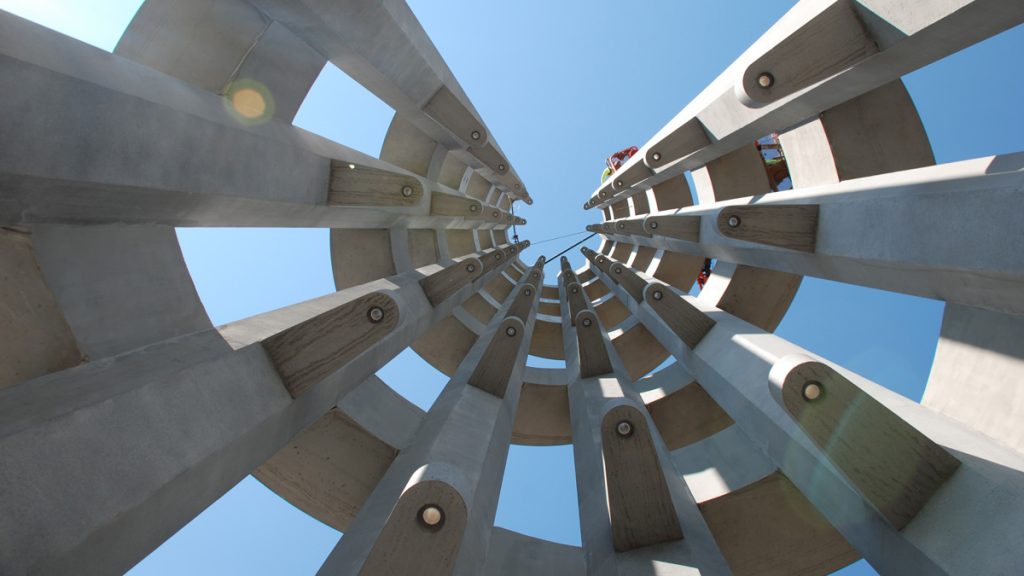 memorial16x9 The Flight 93 memorial's Tower of Voices -- seen here in the final stages of construction -- will open to the public on September 9th. It is the last piece of the memorial. (Lisa Wardle/WITF)
