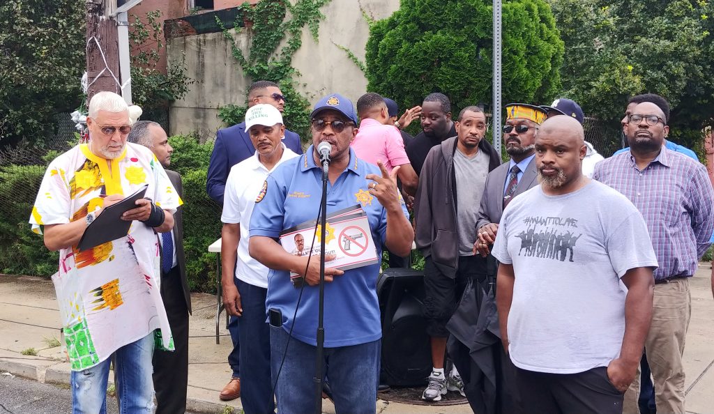 people African-American leaders are calling for an end to violence in the city. Mel Wells, who runs the same group One Day at a Time, said generations of men are being killed. (Tom MacDonald/WHYY)