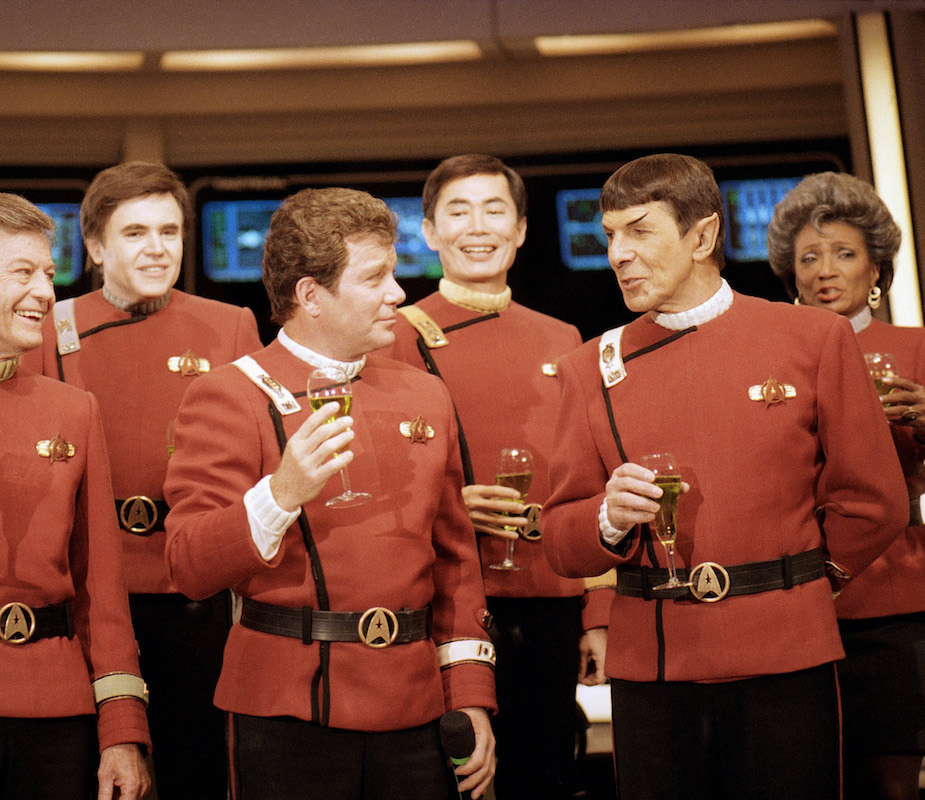 Film Star Trek The Crew FILE- In this Dec. 28, 1988, file photo shows members of the