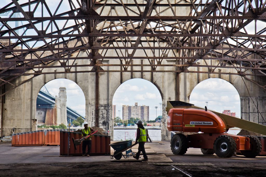 Construction is underway at the Cherry Street Pier. (Kimberly Paynter/WHYY) Construction is underway at the Cherry Street Pier. (Kimberly Paynter/WHYY)