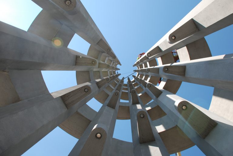 The Flight 93 memorial's Tower of Voices — seen here in the final stages of construction — will open to the public on September 9th. It is the last piece of the memorial. (Lisa Wardle/WITF)