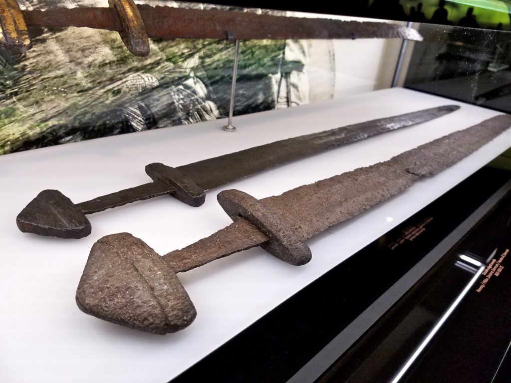 2018 10 11-peter pentz-philadelphia franklin institute-viking exhibit Swords are exhibited at the Franklin Institute's