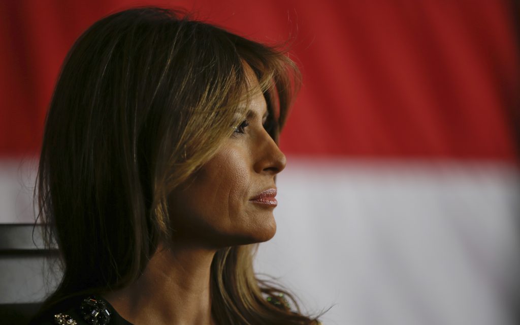 Italy G7 First Lady Melania Trump pictured in this file photo at the Sigonella Naval Air Station, in Sigonella, Italy, Saturday, May 27, 2017. (Luca Bruno/AP Photo)