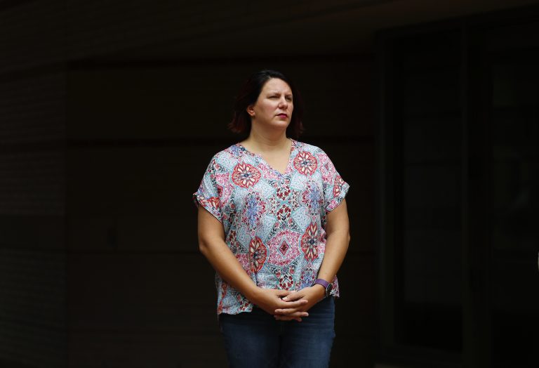 In this Friday, Aug. 24, 2018 photo, Sarah Zuidema, a former Bethany Christian Services supervisor, poses in Grand Rapids, Mich. As the agency started receiving more Central American children, several former Bethany social workers said they were encouraged to recruit new foster families at the agency’s traditional base, the Christian Reformed Church, and other local churches. (Paul Sancya/AP Photo)