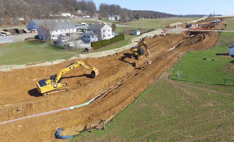 Atlantic Sunrise Pipeline construction in Lancaster County. (March 2018) (Marie Cusick/StateImpact Pennsylvania)