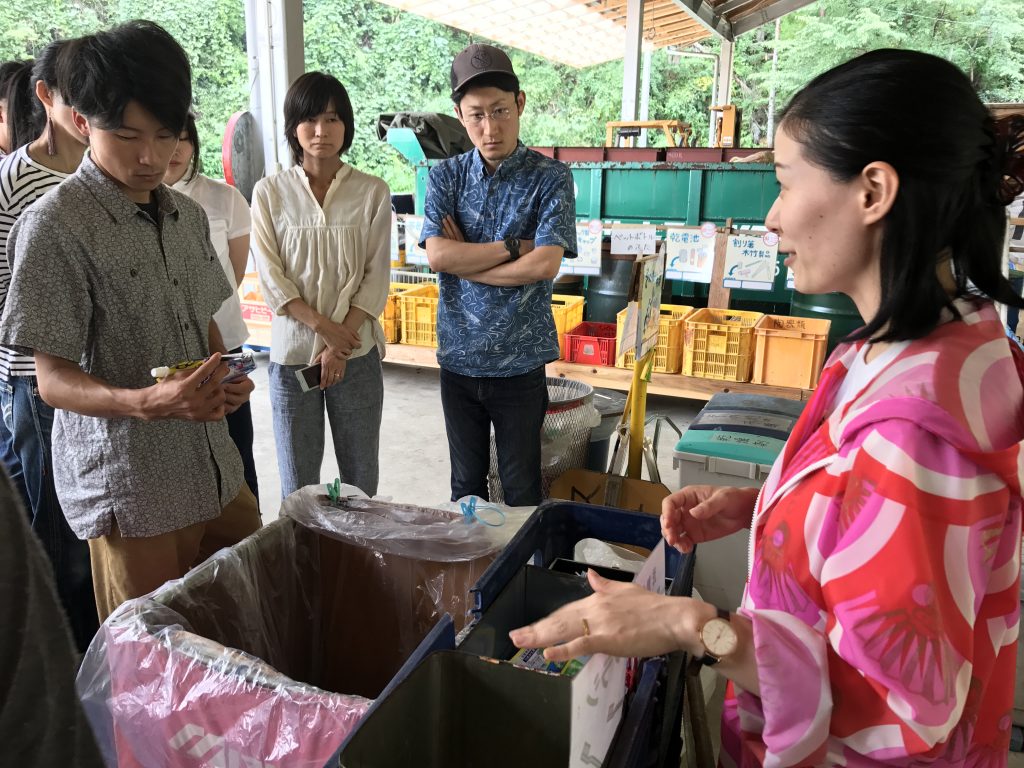 Photo 4_Zero Waste Workshop Kamikatsu has become a hub for workshops on recycling. Employees from the Osaka branch of the Patagonia clothing store traveled here to learn waste reduction techniques. (Sonia Narang for WHYY)