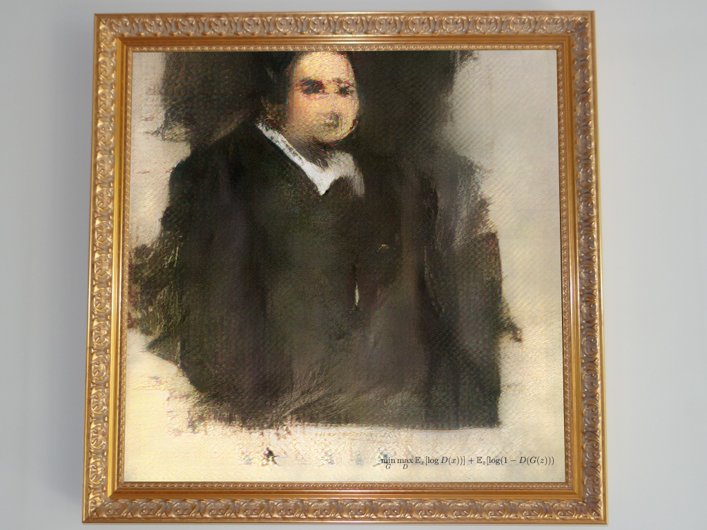 Edmond de Belamy, created using artificial intelligence, will be auctioned at Christie’s on Thursday. Edmond de Belamy, created using artificial intelligence, will be auctioned at Christie's on Thursday. (Christie's Images)