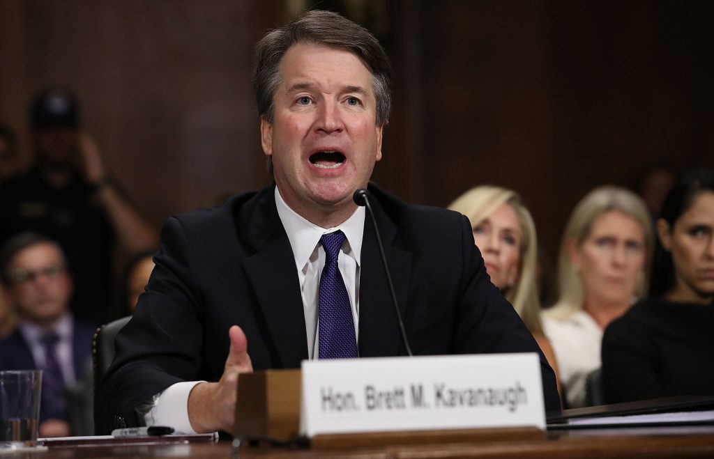 Judge Brett Kavanaugh testifies to the Senate Judiciary Committee during his Supreme Court confirmation hearing on Capitol Hill on Sept. 27. The Senate is taking a final vote on his nomination on Saturday. Judge Brett Kavanaugh testifies to the Senate Judiciary Committee during his Supreme Court confirmation hearing on Capitol Hill on Sept. 27. The Senate is taking a final vote on his nomination on Saturday. (Getty Images)