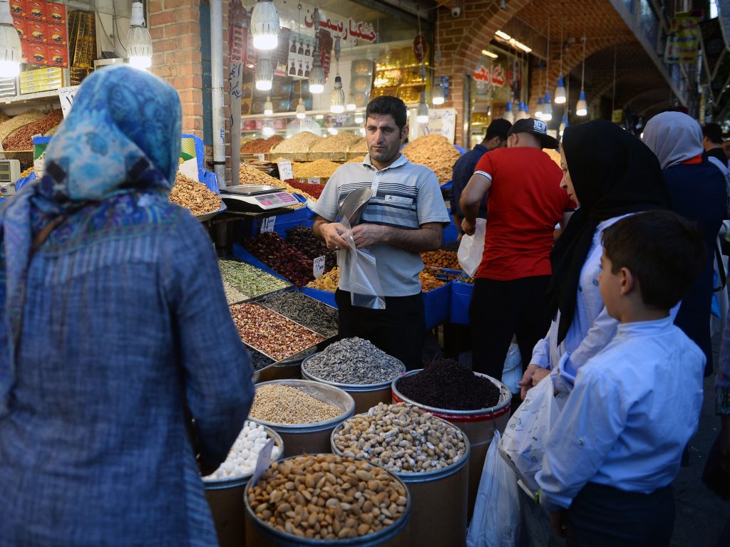The unanimous ruling from the International Court of Justice orders the U.S. to allow Iran to import food, medical supplies and other products for humanitarian reasons. Here, people browse for goods in the Grand Bazaar in Tehran. The unanimous ruling from the International Court of Justice orders the U.S. to allow Iran to import food, medical supplies and other products for humanitarian reasons. Here, people browse for goods in the Grand Bazaar in Tehran.
(Fatemeh Bahrami/Anadolu Agency/Getty Images)