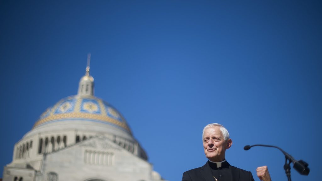 Cardinal Donald Wuerl speaks in front of the Basilica of the National Shrine of the Immaculate Conception in Washington, D.C. in 2015. Wuerl resigned on Friday after accusations of covering up sexual abuse. Cardinal Donald Wuerl speaks in front of the Basilica of the National Shrine of the Immaculate Conception in Washington, D.C. in 2015. Wuerl resigned on Friday after accusations of covering up sexual abuse.
