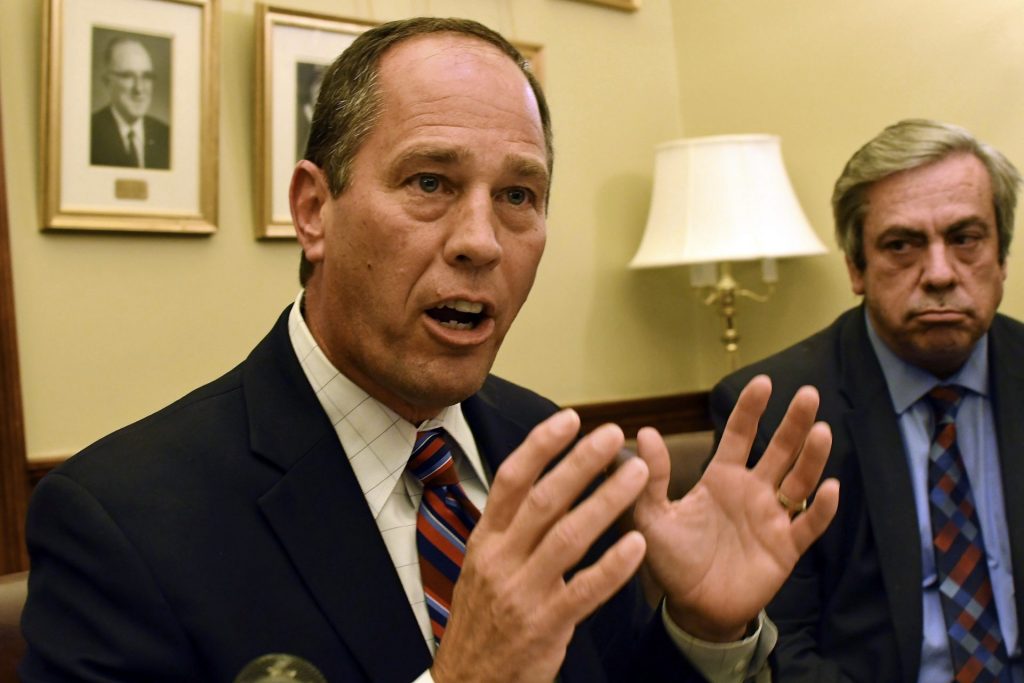 scarnati-full-size-1920×1280 Senate President Pro Tempore Joe Scarnati and Senate Appropriations Chair Pat Browne, both Republicans, tell reporters that the Senate hasn’t been able to produce a version of SB 261 that the House will support. Senate Democrats are now using the bill’s failure to pass as fodder to attack vulnerable members of the Senate GOP Caucus. (Marc Levy/AP Photo)