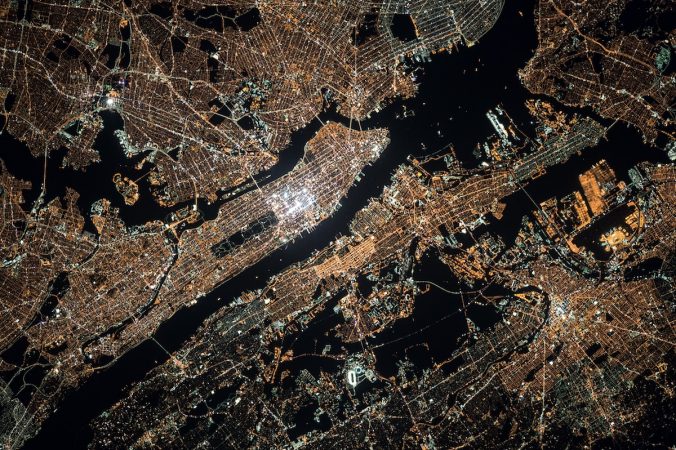 Photo of NYC at night by ISS colleague Oleg Kononenko