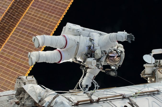 Kelly waving at the camera on his 3rd and final space walk (courtesy of NASA)