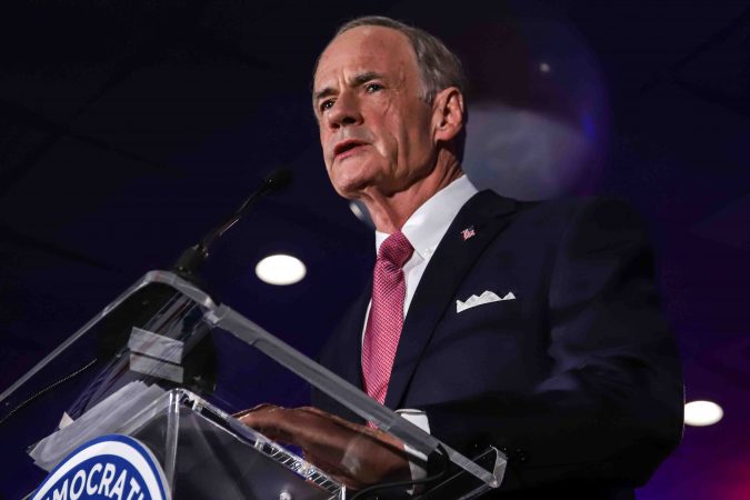 Tom Carper and his staff addresses supporters during a watch party Tuesday, Nov. 06, 2018, at the Doubletree Hotel in Wilmington, Delaware.