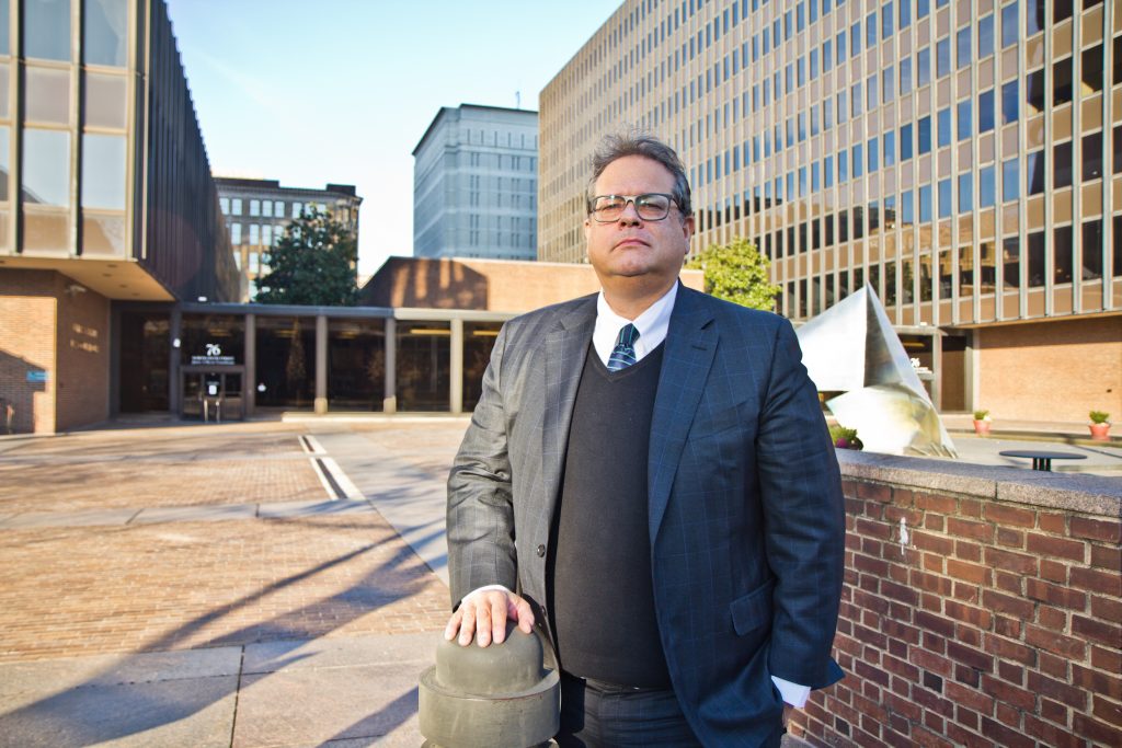 2018 11 29 k paynter ken smukler Ken Smukler outside the federal courthouse in Philadelphia. (Kimberly Paynter/WHYY, file)